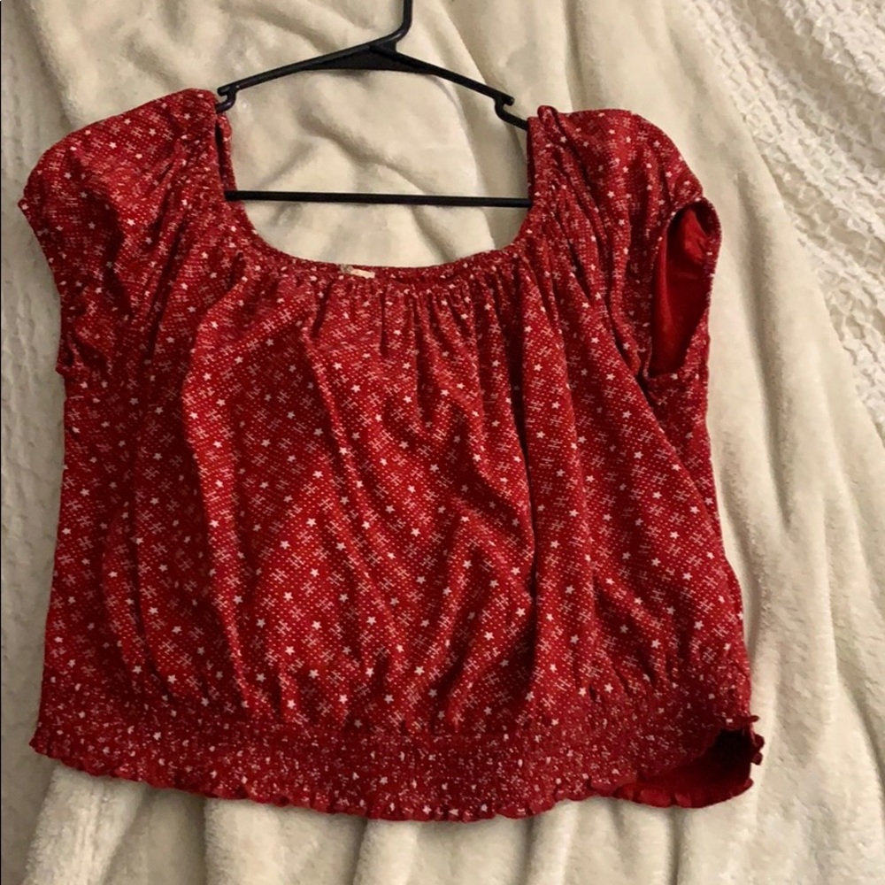Red crop top with white stars f